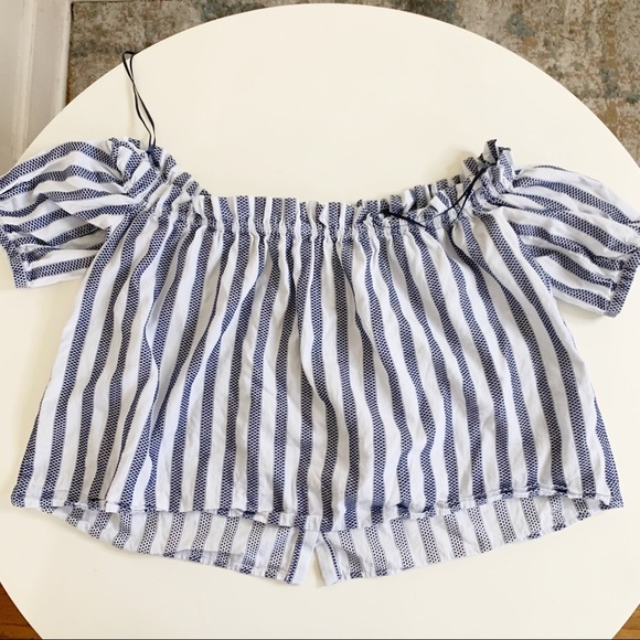 ZARA Trafaluc Collection Off Shoulder Stripe Crop Top Women’s Size Medium - Picture 5 of 5